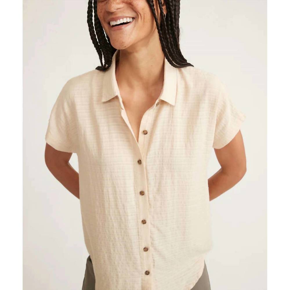 NEW MARINE LAYER dana short sleeve shirt in parchment - Picture 3 of 5